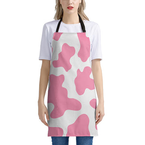 Pastel Pink And White Cow Print Apron