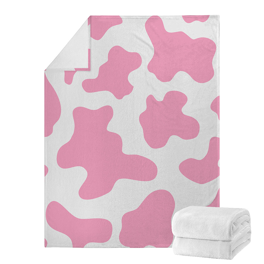 Pastel Pink And White Cow Print Blanket