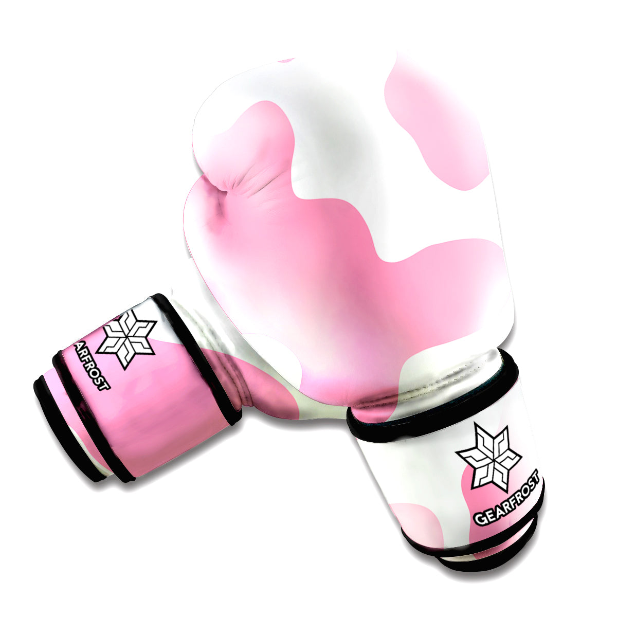 Pastel Pink And White Cow Print Boxing Gloves