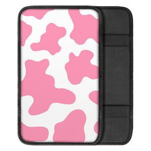 Pastel Pink And White Cow Print Car Center Console Cover