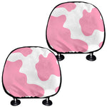Pastel Pink And White Cow Print Car Headrest Covers