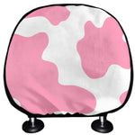 Pastel Pink And White Cow Print Car Headrest Covers
