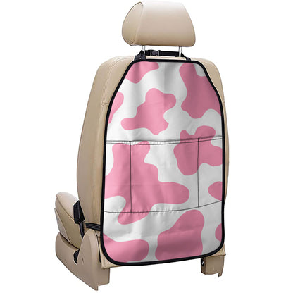 Pastel Pink And White Cow Print Car Seat Organizers