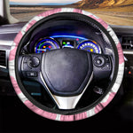 Pastel Pink And White Cow Print Car Steering Wheel Cover