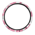 Pastel Pink And White Cow Print Car Steering Wheel Cover
