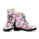 Pastel Pink And White Cow Print Comfy Boots GearFrost