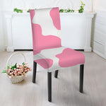 Pastel Pink And White Cow Print Dining Chair Slipcover