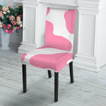 Pastel Pink And White Cow Print Dining Chair Slipcover