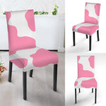 Pastel Pink And White Cow Print Dining Chair Slipcover