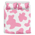 Pastel Pink And White Cow Print Duvet Cover Bedding Set