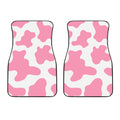 Pastel Pink And White Cow Print Front Car Floor Mats