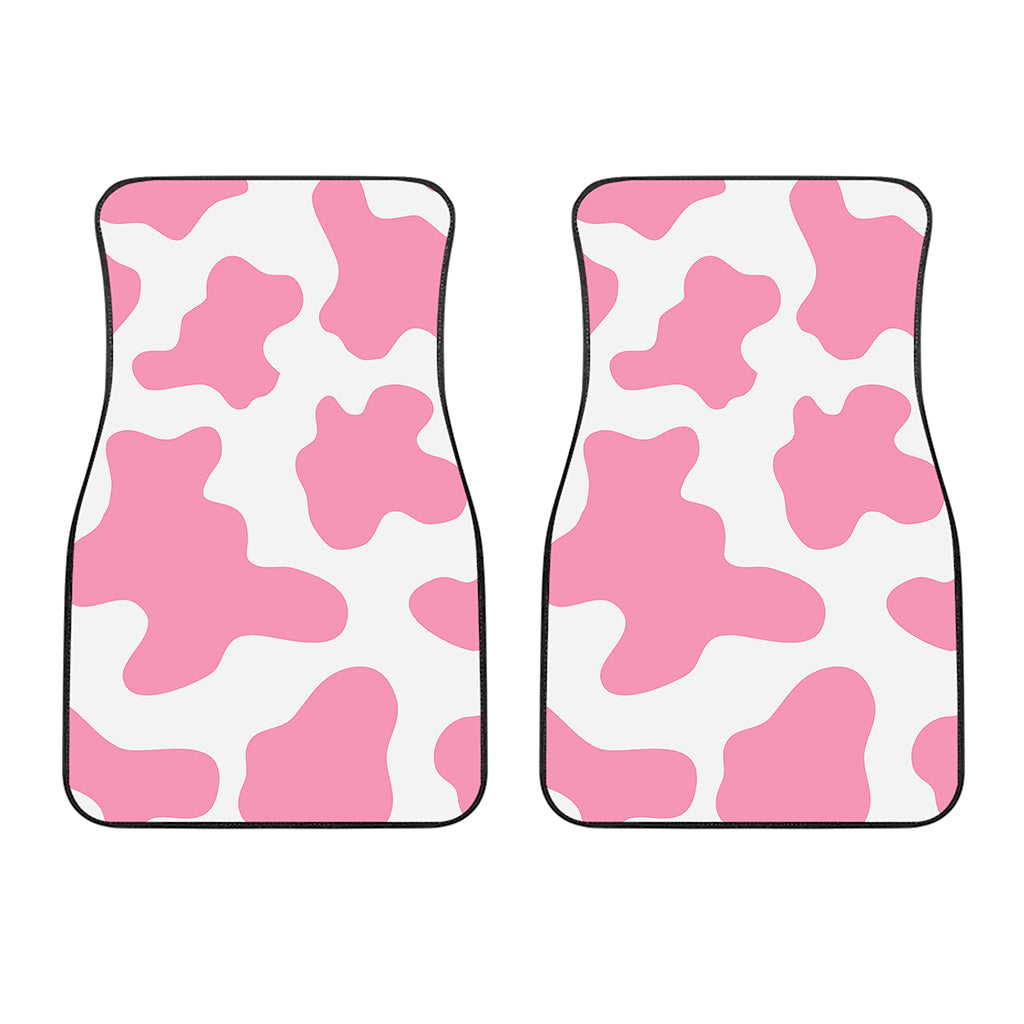 Pastel Pink And White Cow Print Front Car Floor Mats