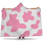 Pastel Pink And White Cow Print Hooded Blanket