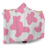 Pastel Pink And White Cow Print Hooded Blanket