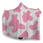 Pastel Pink And White Cow Print Hooded Blanket