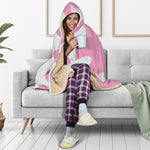 Pastel Pink And White Cow Print Hooded Blanket