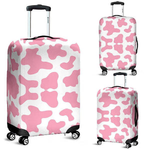Pastel Pink And White Cow Print Luggage Cover GearFrost