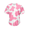 Pastel Pink And White Cow Print Men's Baseball Jersey