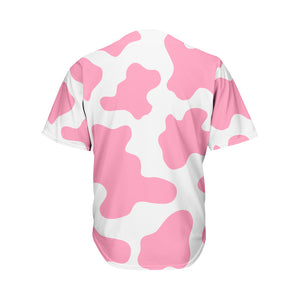 Pastel Pink And White Cow Print Men's Baseball Jersey