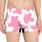 Pastel Pink And White Cow Print Men's Boxer Briefs