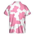 Pastel Pink And White Cow Print Men's Short Sleeve Shirt