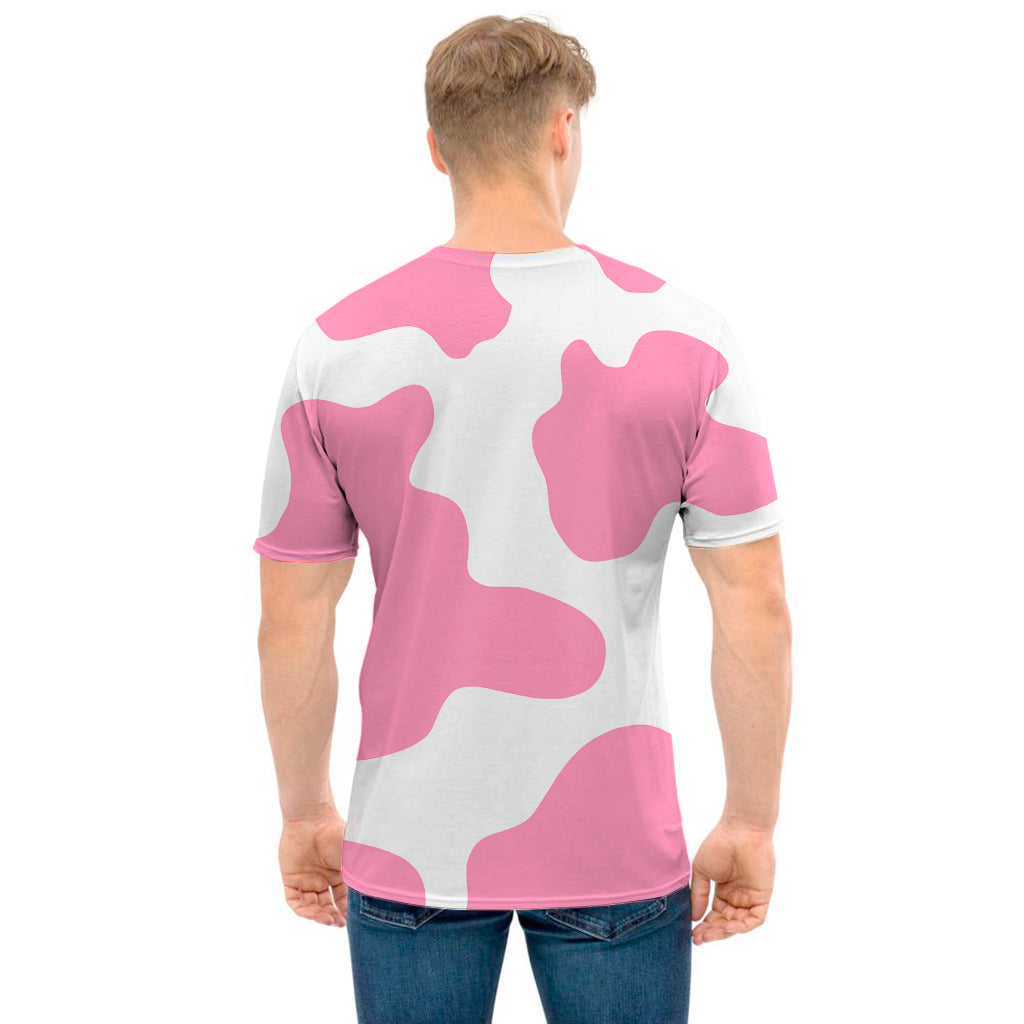 Pastel Pink And White Cow Print Men's T-Shirt