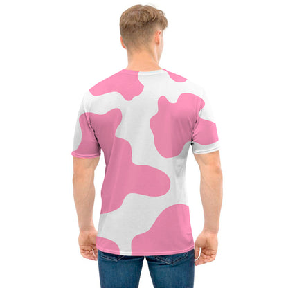 Pastel Pink And White Cow Print Men's T-Shirt