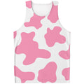 Pastel Pink And White Cow Print Men's Tank Top