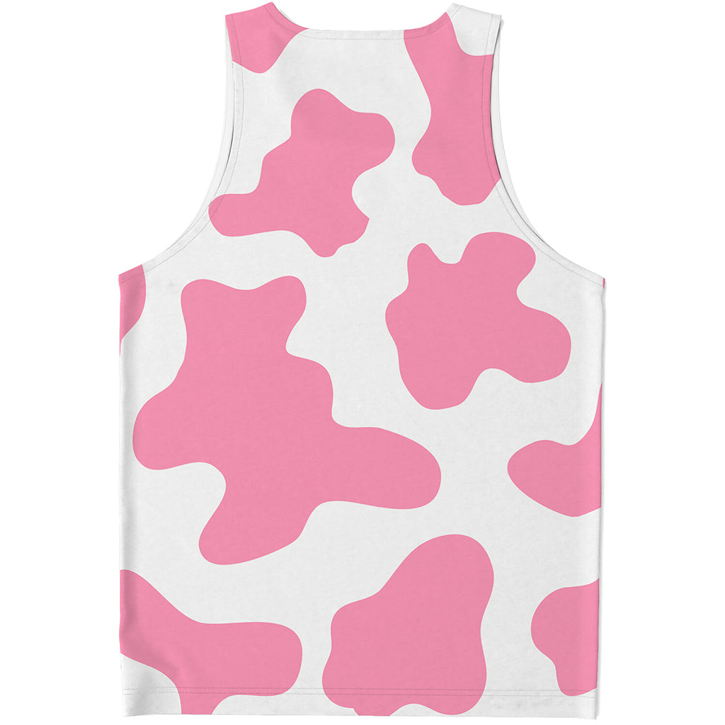 Pastel Pink And White Cow Print Men's Tank Top