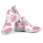 Pastel Pink And White Cow Print Mesh Knit Shoes GearFrost