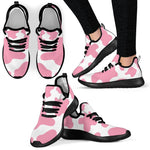 Pastel Pink And White Cow Print Mesh Knit Shoes GearFrost