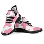 Pastel Pink And White Cow Print Mesh Knit Shoes GearFrost