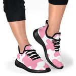 Pastel Pink And White Cow Print Mesh Knit Shoes GearFrost