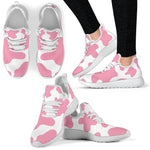 Pastel Pink And White Cow Print Mesh Knit Shoes GearFrost