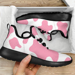 Pastel Pink And White Cow Print Mesh Knit Shoes GearFrost