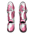 Pastel Pink And White Cow Print Muay Thai Shin Guards