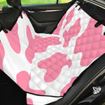 Pastel Pink And White Cow Print Pet Car Back Seat Cover