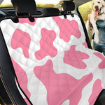 Pastel Pink And White Cow Print Pet Car Back Seat Cover