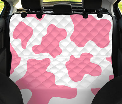 Pastel Pink And White Cow Print Pet Car Back Seat Cover