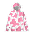 Pastel Pink And White Cow Print Pullover Hoodie