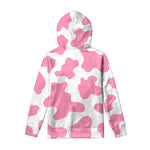 Pastel Pink And White Cow Print Pullover Hoodie