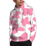 Pastel Pink And White Cow Print Pullover Hoodie