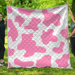 Pastel Pink And White Cow Print Quilt
