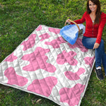 Pastel Pink And White Cow Print Quilt