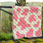 Pastel Pink And White Cow Print Quilt