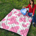 Pastel Pink And White Cow Print Quilt