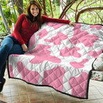 Pastel Pink And White Cow Print Quilt