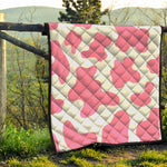 Pastel Pink And White Cow Print Quilt