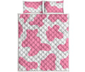 Pastel Pink And White Cow Print Quilt Bed Set