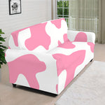 Pastel Pink And White Cow Print Sofa Cover